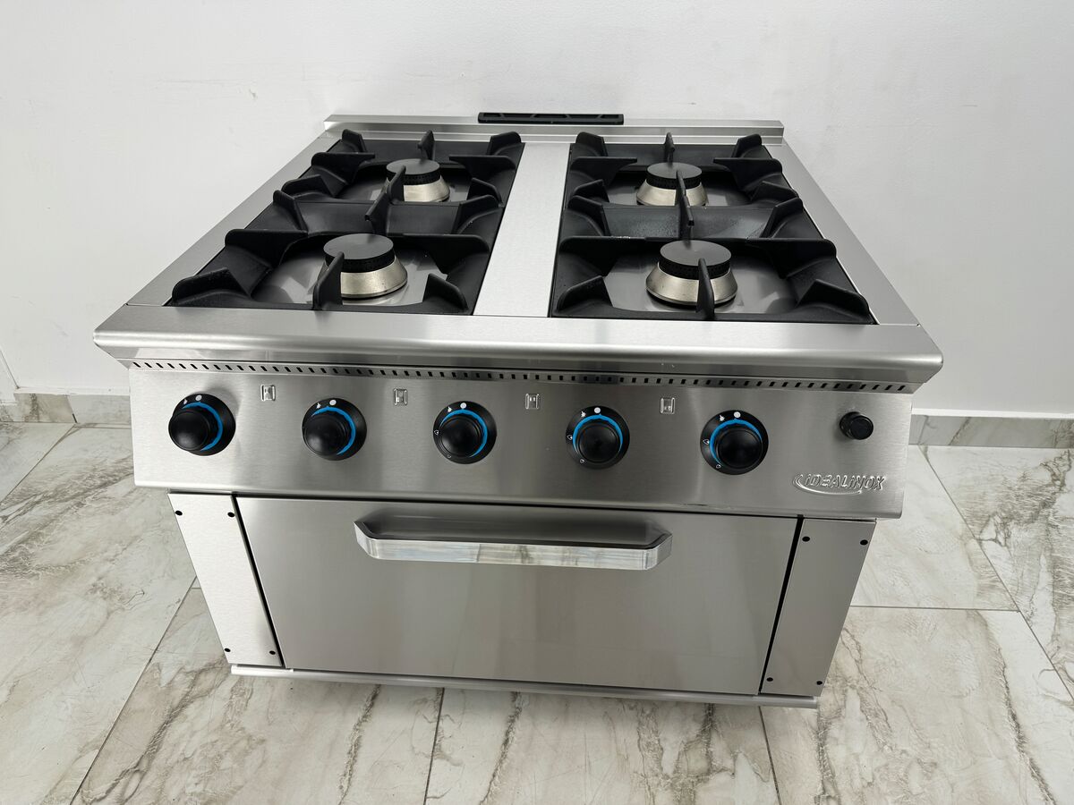 Aragaz profesional 4 ochiuri cu cuptor 1000x1000x850mm