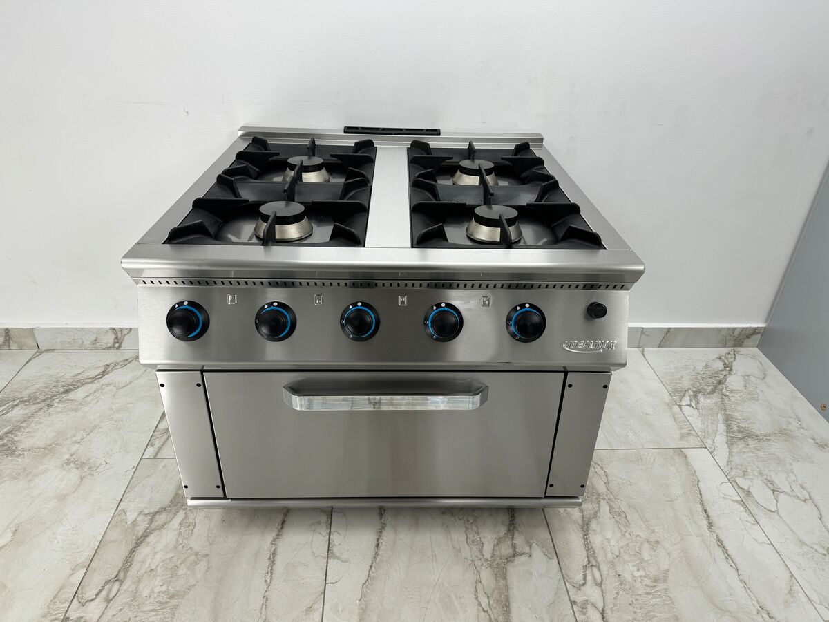 Aragaz profesional 4 ochiuri cu cuptor 1000x1000x850mm
