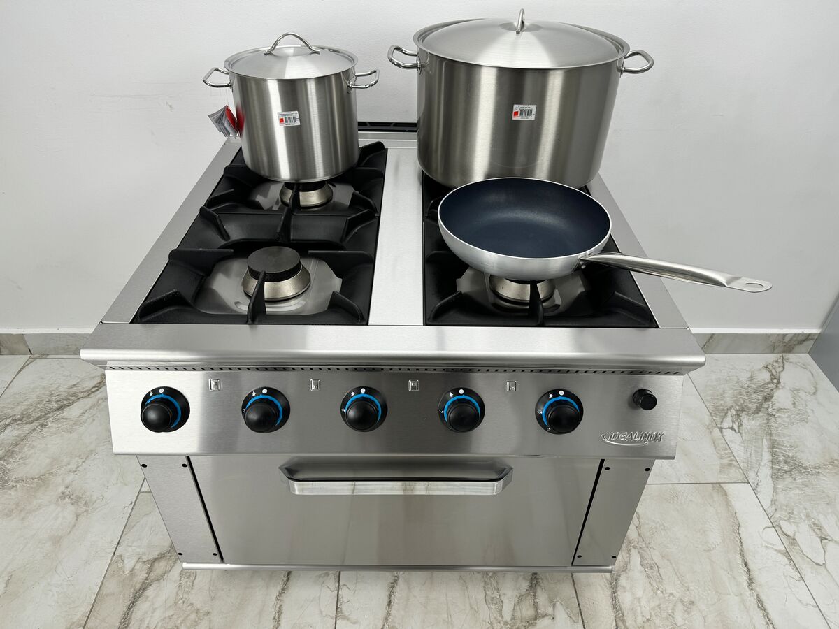 Aragaz profesional 4 ochiuri cu cuptor 1000x1000x850mm
