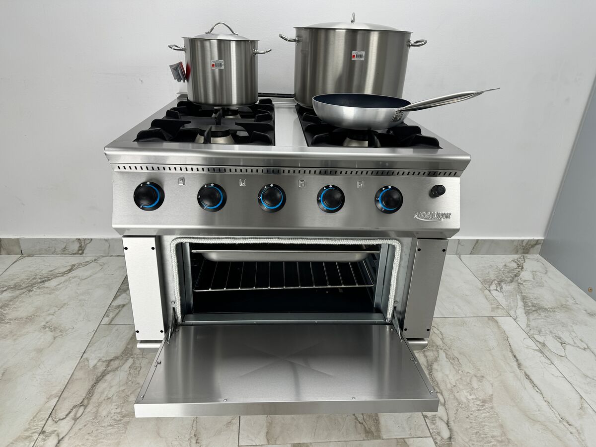 Aragaz profesional 4 ochiuri cu cuptor 1000x1000x850mm