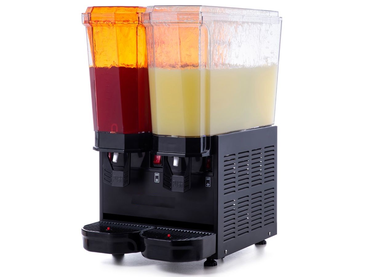 Dispenser, aparat profesional suc, limonada, ceai, 2 cuve 20+20 l